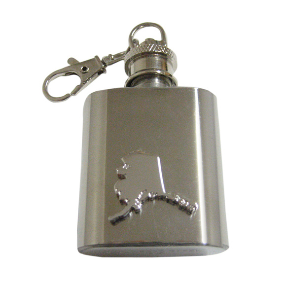 Alaska State Map Shape 1oz Keychain Flask - Picture 1 of 1
